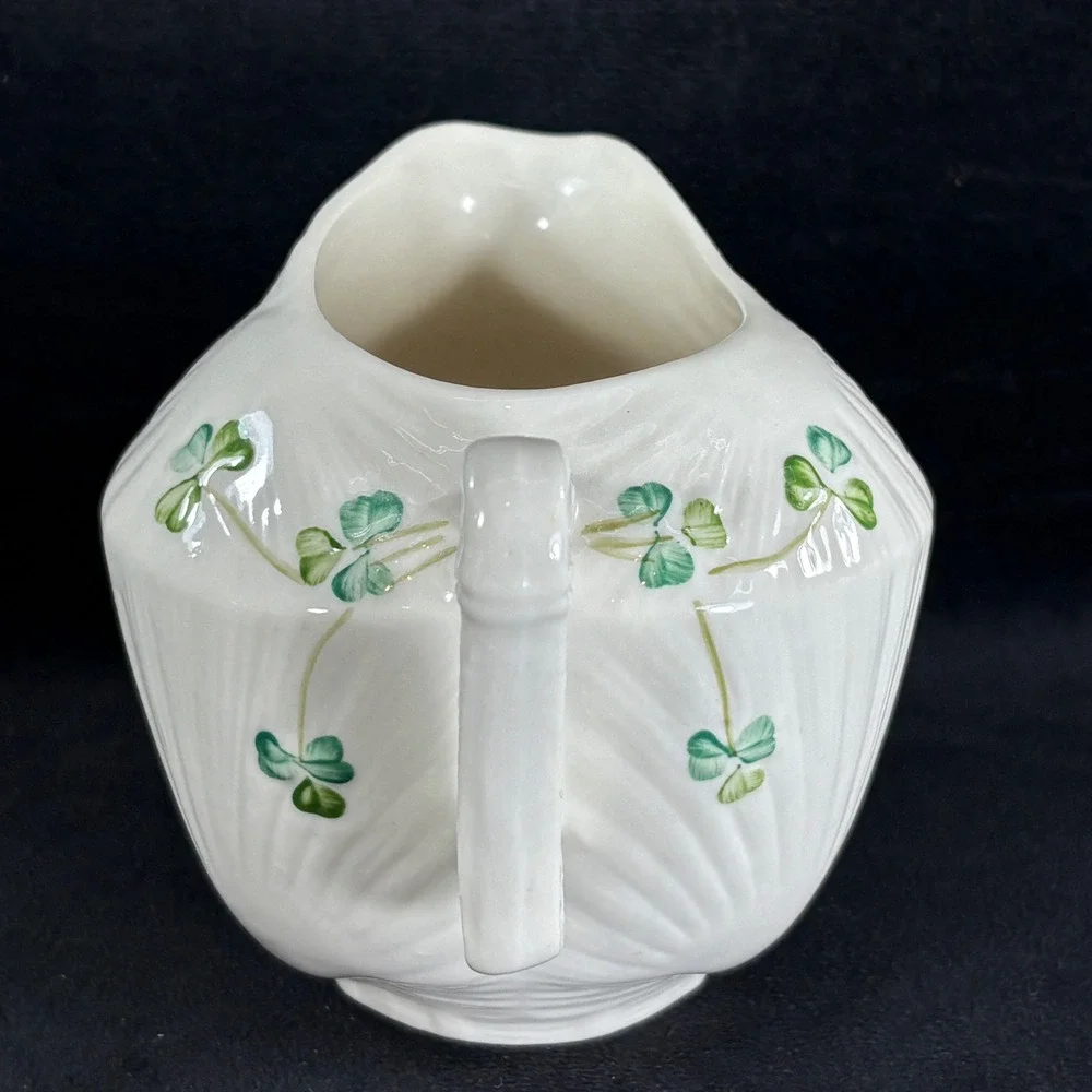 Vintage Belleek Harp Shamrock Collection Creamer 10th Black Millennium 2000 Mark